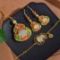 Exquisite Sterling Silver-Gold Plated Inlaid White Jade Jewelry Set