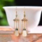 Exquisite Sterling Silver-Gold Plated Inlaid White Jade Earrings