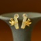 A Pair of Exquisite Sterling Silver-Gold Plated Inlaid White Jade Earrings