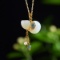 Exquisite Sterling Silver-Gold Plated Inlaid White Jade Pendant