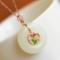 Exquisite Sterling Silver-Gold Plated Inlaid White Jade Pendant