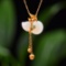 Exquisite Sterling Silver-Gold Plated Inlaid White Jade Pendant