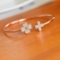 Exquisite Sterling Silver-Gold Plated Inlaid White Jade Bangle