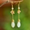 A Pair of Exquisite Sterling Silver-Gold Plated Inlaid White Jade Earrings