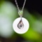Exquisite Sterling Silver Inlaid White Jade Pendant
