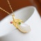 Exquisite Sterling Silver-Gold Plated Inlaid White Jade Pendant