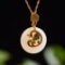 Exquisite Sterling Silver-Gold Plated Inlaid White Jade Jewelry Set