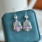 A Pair of Exquisite Sterling Silver Inlaid White Jade Earrings