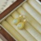 A Pair of Exquisite Sterling Silver-Gold Plated Inlaid White Jade Earrings