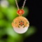 Exquisite Sterling Silver-Gold Plated Inlaid White Jade Pendant