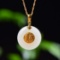 Exquisite Sterling Silver-Gold Plated Inlaid White Jade Pendant