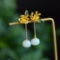 A Pair of Exquisite Sterling Silver-Gold Plated Inlaid White Jade Earrings