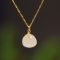 Exquisite Sterling Silver-Gold Plated Inlaid White Jade Pendant