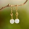 A Pair of Exquisite Sterling Silver-Gold Plated Inlaid White Jade Earrings
