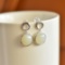 A Pair of Exquisite Sterling Silver Inlaid White Jade Earrings