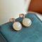 A Pair of Exquisite Sterling Silver-Gold Plated Inlaid White Jade Earrings