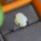 Exquisite Sterling Silver Inlaid White Jade Ring