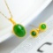 A Set of Exquisite Sterling Silver-Gold Plated Inlaid Jasper Jewelry Set