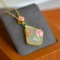 Exquisite Sterling Silver-Gold Plated Inlaid White Jade Pendant