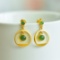 Exquisite Sterling Silver-Gold Plated Inlaid Jasper Earrings