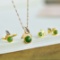 A Set of Exquisite Sterling Silver-Gold Plated Inlaid Jasper Jewelry Set