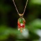 Exquisite Sterling Silver-Gold Plated Inlaid Jasper Pendant