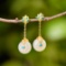 Exquisite Sterling Silver-Gold Plated Inlaid White Jade Earrings