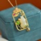 Exquisite Sterling Silver-Gold Plated Inlaid White Jade Pendant