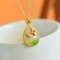 Exquisite Sterling Silver-Gold Plated Inlaid White Jade Jewelry Set