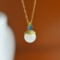 Exquisite Sterling Silver-Gold Plated Inlaid White Jade Pendant