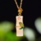 Exquisite Sterling Silver-Gold Plated Inlaid White Jade Pendant