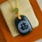 Exquisite Sterling Silver-Gold Plated Inlaid Black Jade Pendant