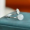 Exquisite Sterling Silver Inlaid White Jade Ring