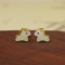 Exquisite Sterling Silver-Gold Plated Inlaid White Jade Earrings