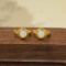 Exquisite Sterling Silver-Gold Plated Inlaid White Jade Earrings