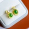 A Pair of Exquisite Sterling Silver-Gold Plated Inlaid Jasper Earrings