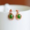 A Pair of Exquisite Sterling Silver-Gold Plated Inlaid Jasper Earrings
