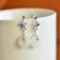 A Pair of Exquisite Sterling Silver Inlaid White Jade Earrings