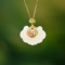 Exquisite Sterling Silver-Gold Plated Inlaid White Jade Pendant