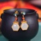 Exquisite Sterling Silver-Gold Plated Inlaid White Jade Earrings