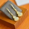 A Pair of Exquisite Sterling Silver-Gold Plated Inlaid White Jade Earrings