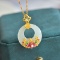 Exquisite Sterling Silver-Gold Plated Inlaid White Jade Pendant