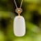 Exquisite Sterling Silver-Gold Plated Inlaid White Jade Pendant