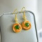 A Pair of Exquisite Sterling Silver-Gold Plated Inlaid Jasper Earrings
