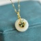Exquisite Sterling Silver-Gold Plated Inlaid White Jade Pendant