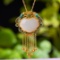 Exquisite Sterling Silver-Gold Plated Inlaid White Jade Pendant
