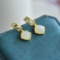 A Pair of Exquisite Sterling Silver-Gold Plated Inlaid White Jade Earrings