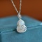 An Exquisite Sterling Silver Inlaid White Jade Pendant