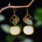 Exquisite Sterling Silver-Gold Plated Inlaid White Jade Earrings
