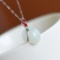 Exquisite Sterling Silver Inlaid White Jade Pendant